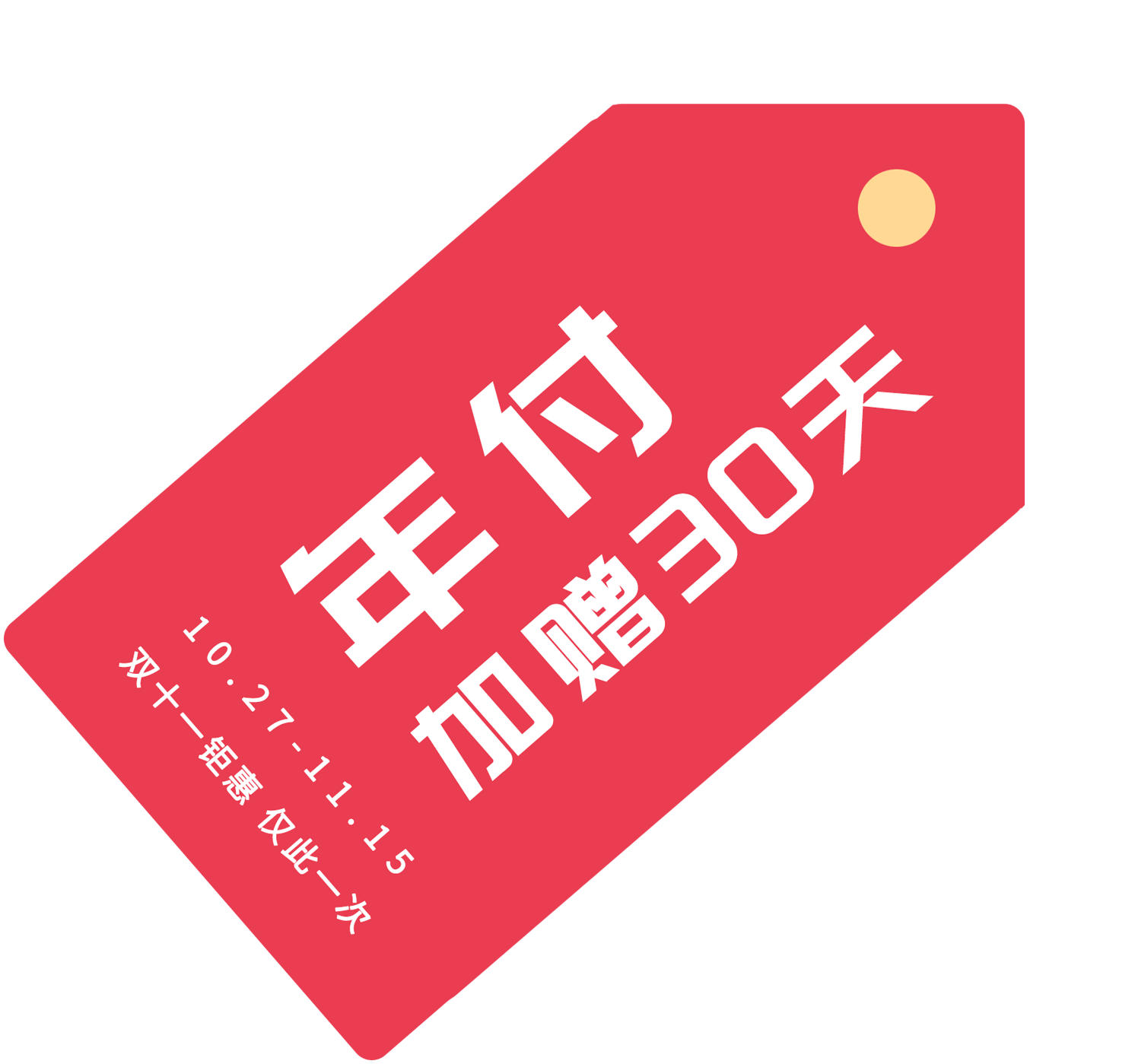 双十一活动 年付加赠30天！